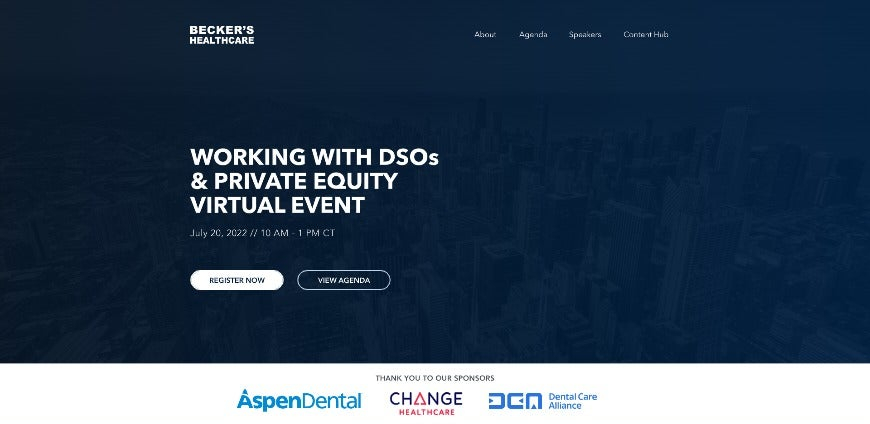 Becker's Healthcare Working With Dsos & Private Equity Virtual Event