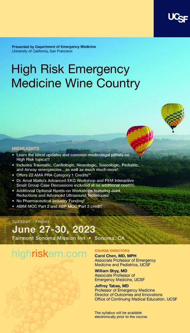 High Risk Emergency Medicine - June 27-30, 2023